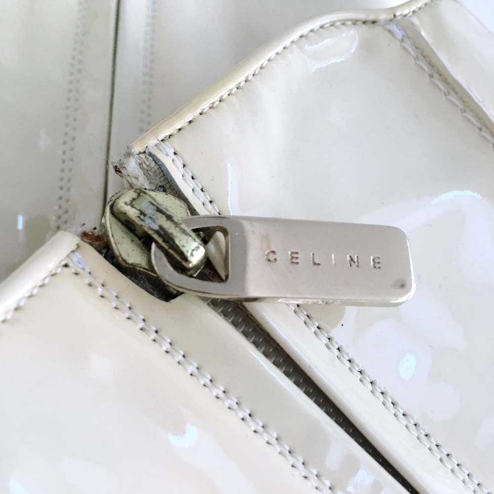 ⚡️SOLD⚡️ Vintage 70's Céline cream Go Go retro patent leather heeled boots - Picture 5 of 6